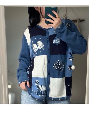 🌸 Vintage Deadstock Cottagecore Embroidered Patchwork Cardigan